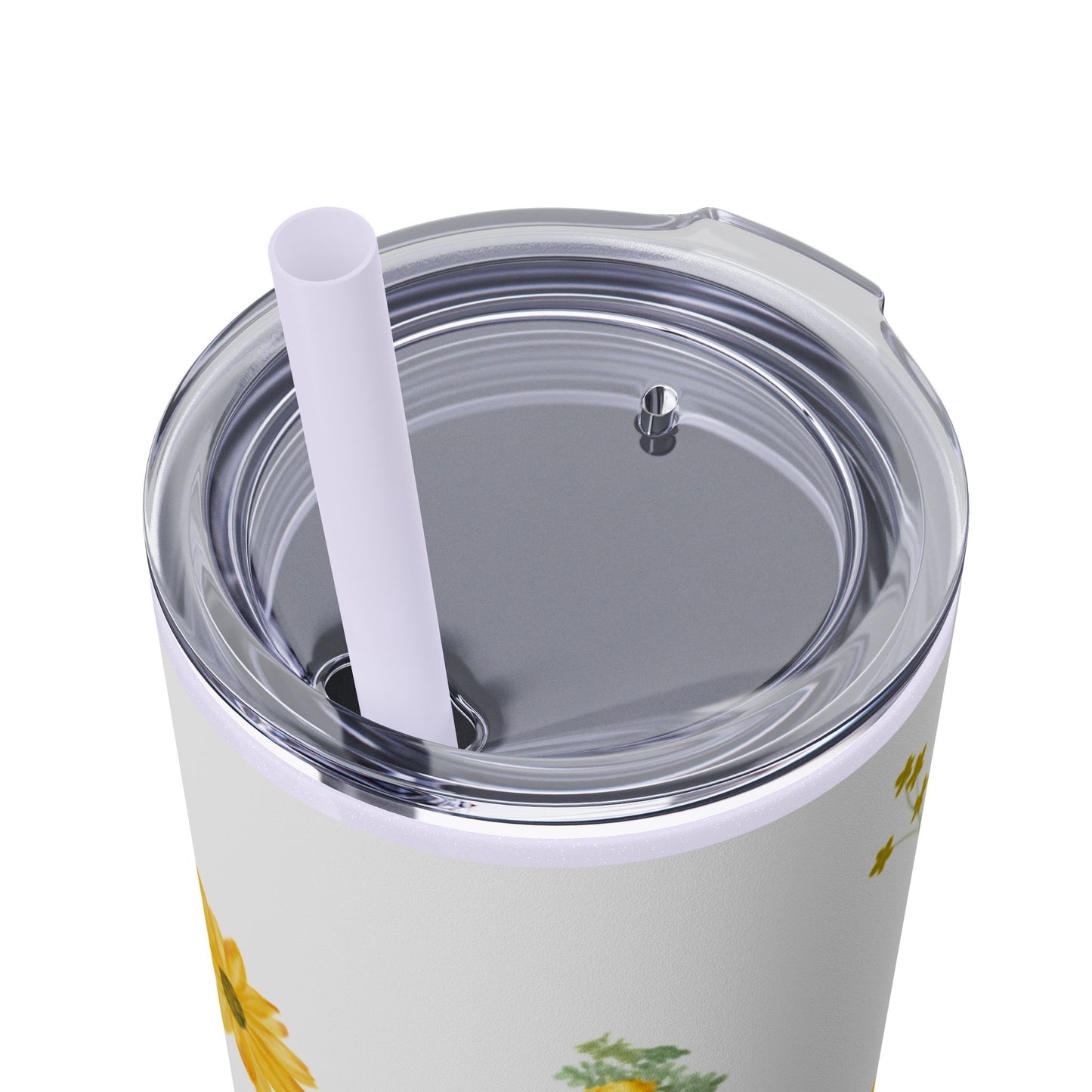 Yellow Flower Tumbler with Straw