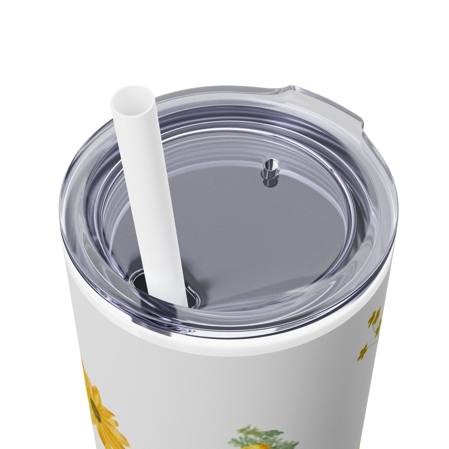 Yellow Flower Tumbler with Straw