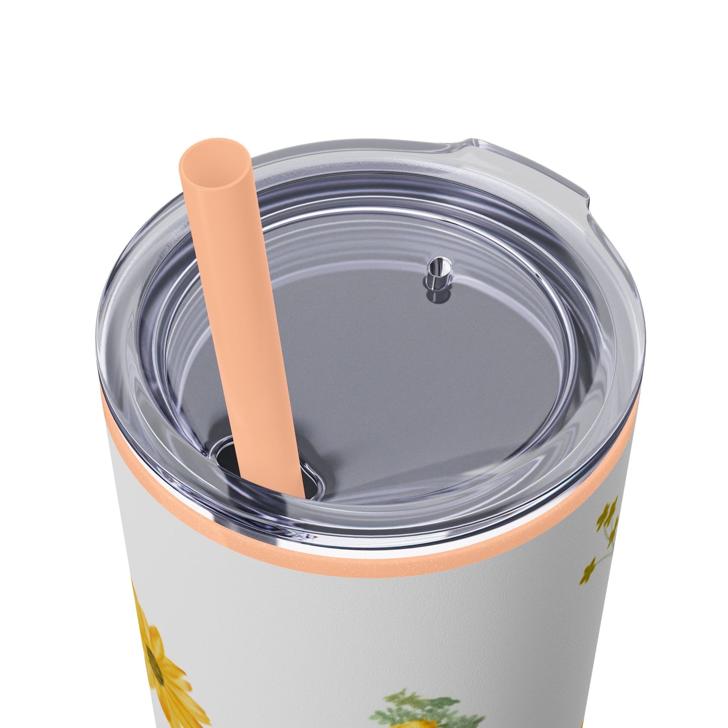 Yellow Flower Tumbler with Straw