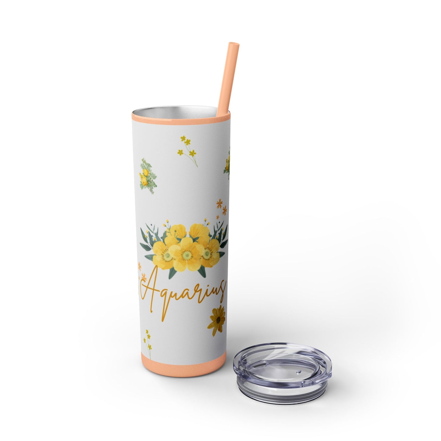 Yellow Flower Tumbler with Straw
