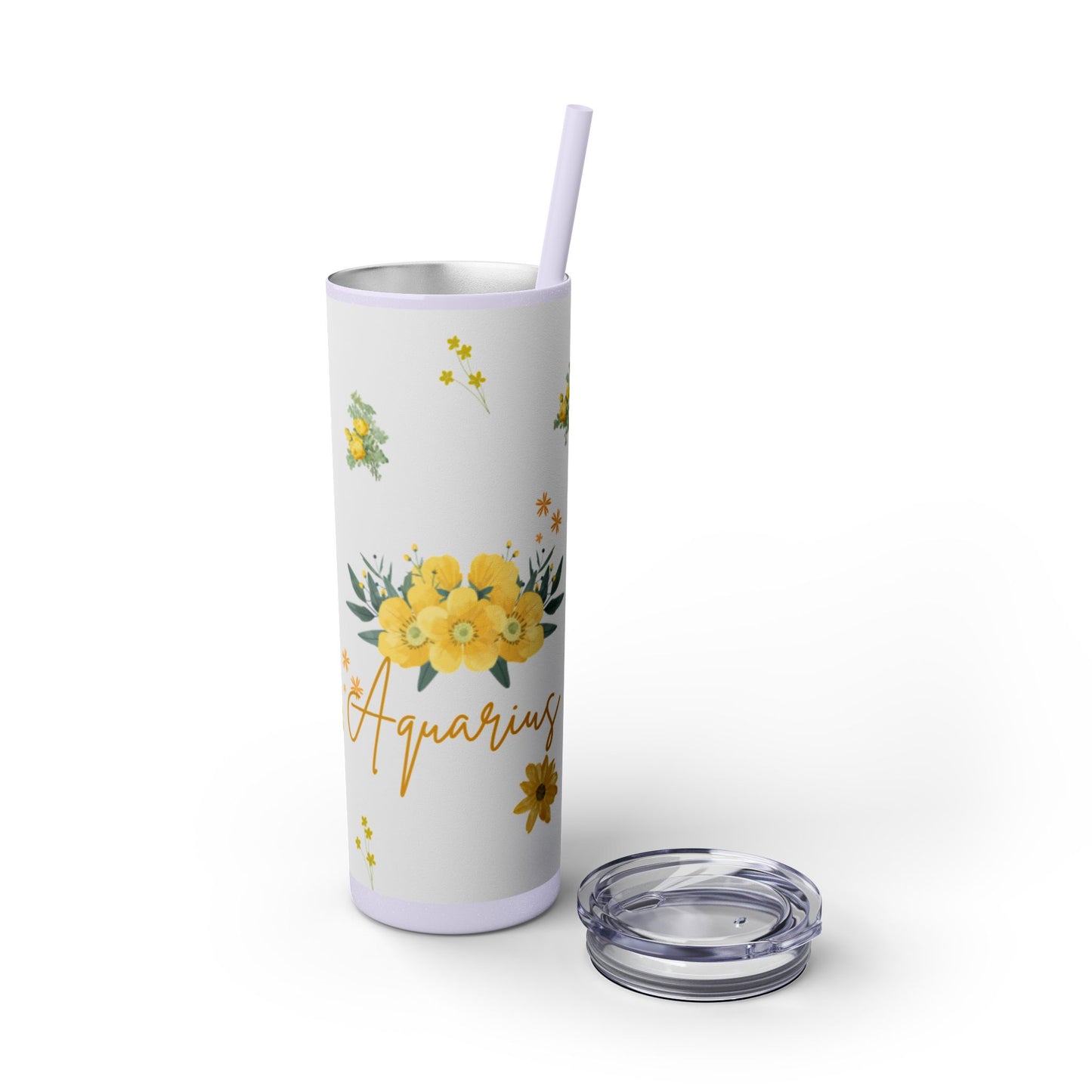 Yellow Flower Tumbler with Straw