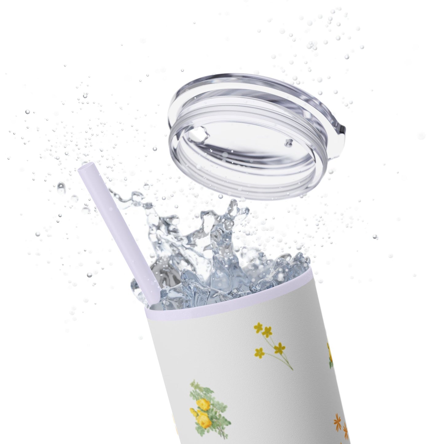 Yellow Flower Tumbler with Straw