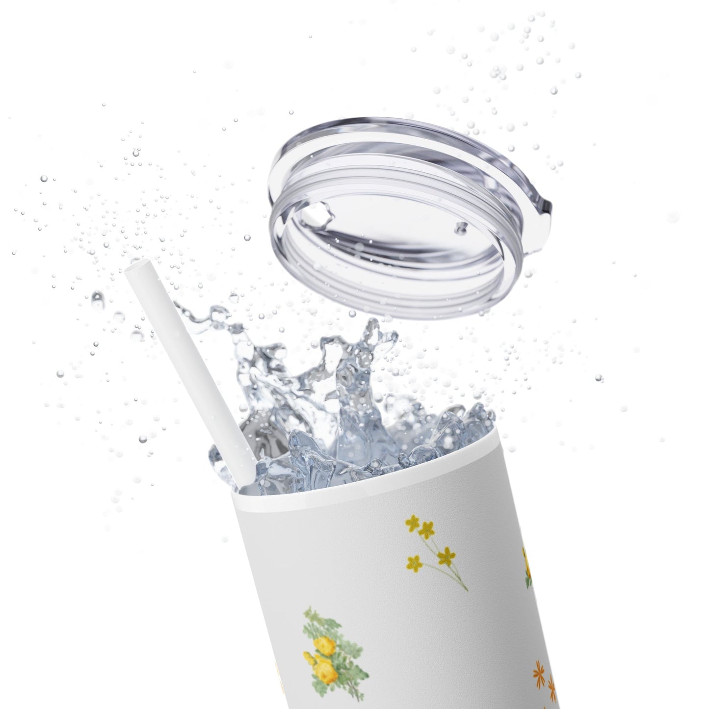 Yellow Flower Tumbler with Straw