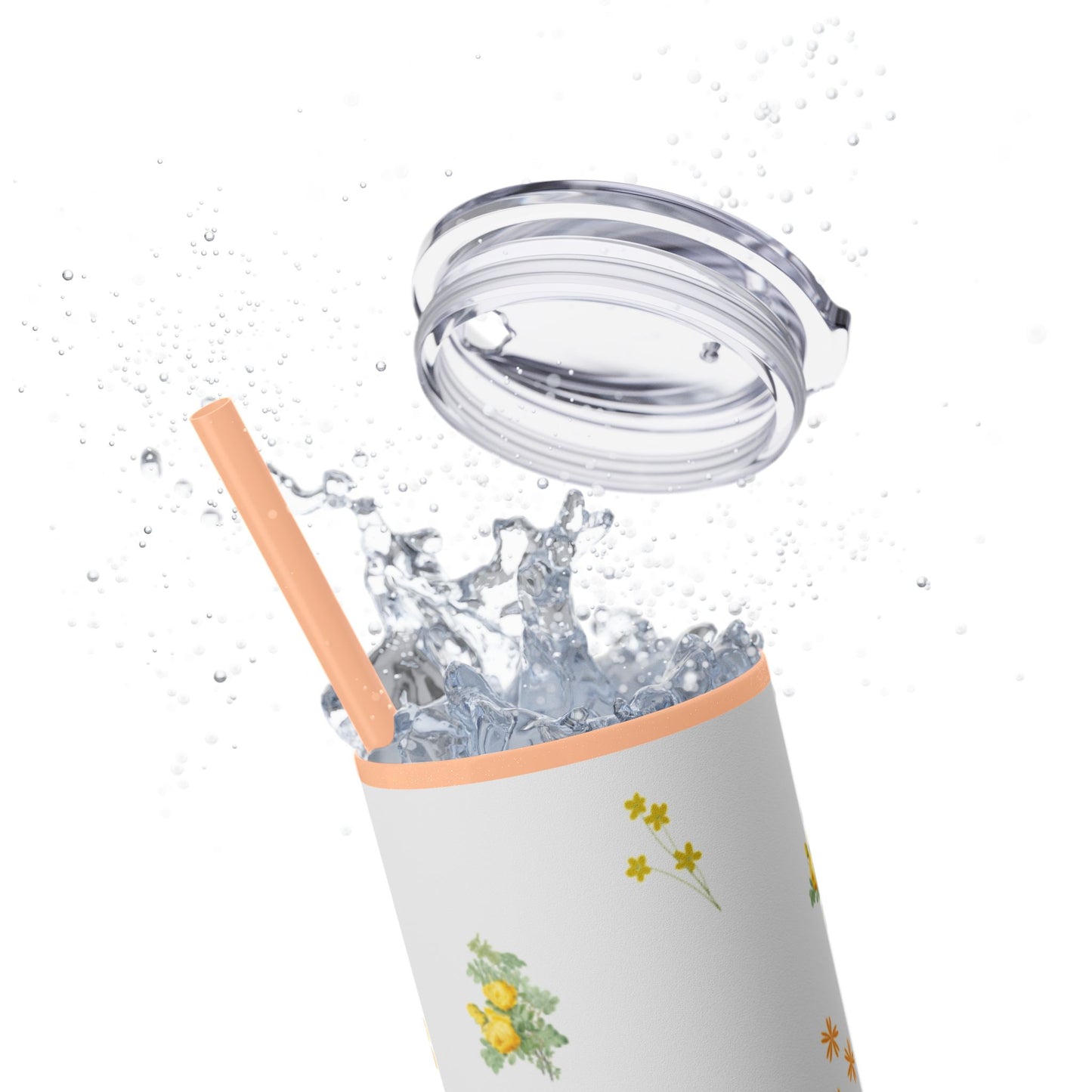 Yellow Flower Tumbler with Straw