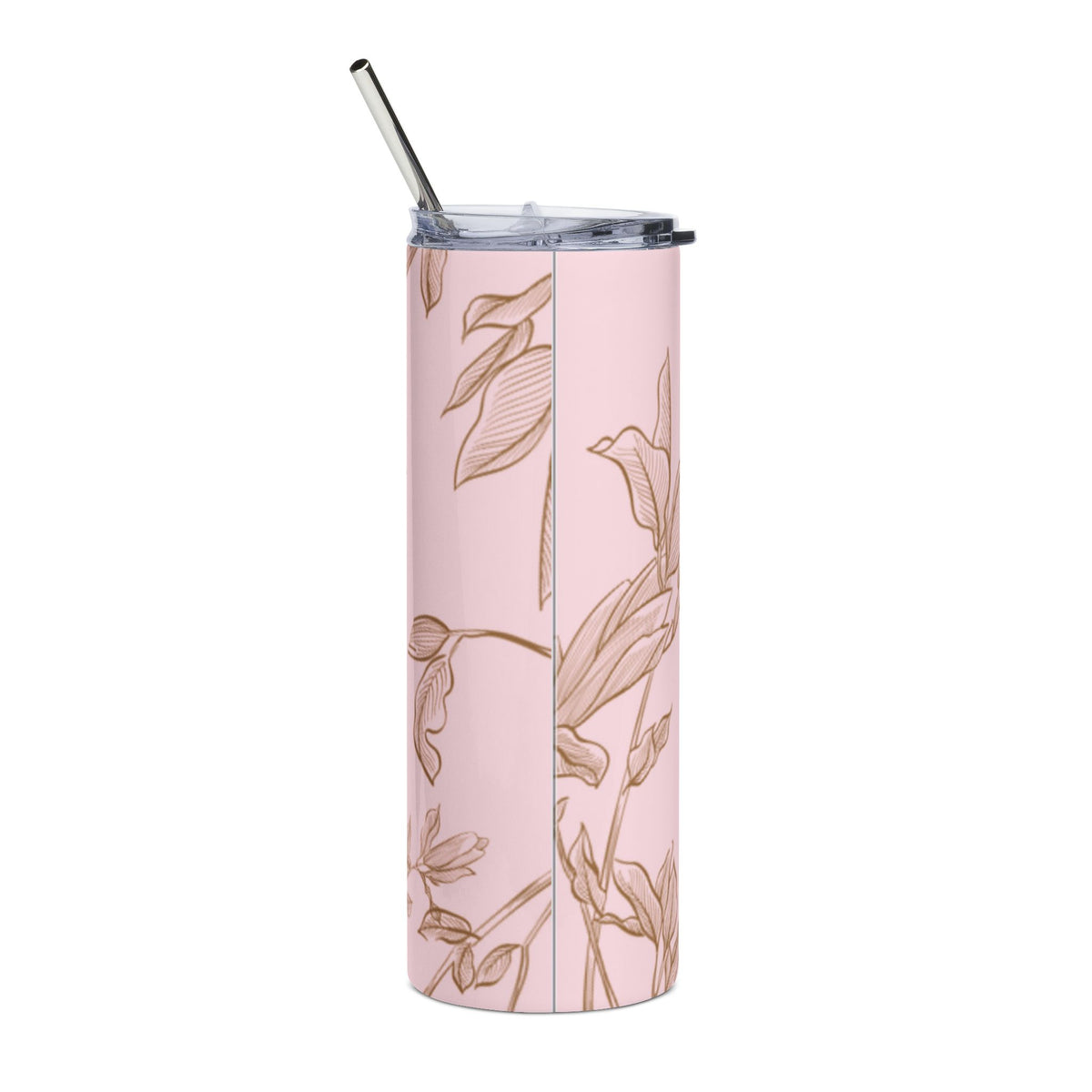Rose Gold Floral Pink Stainless Steel Tumbler  Insulated Cup
