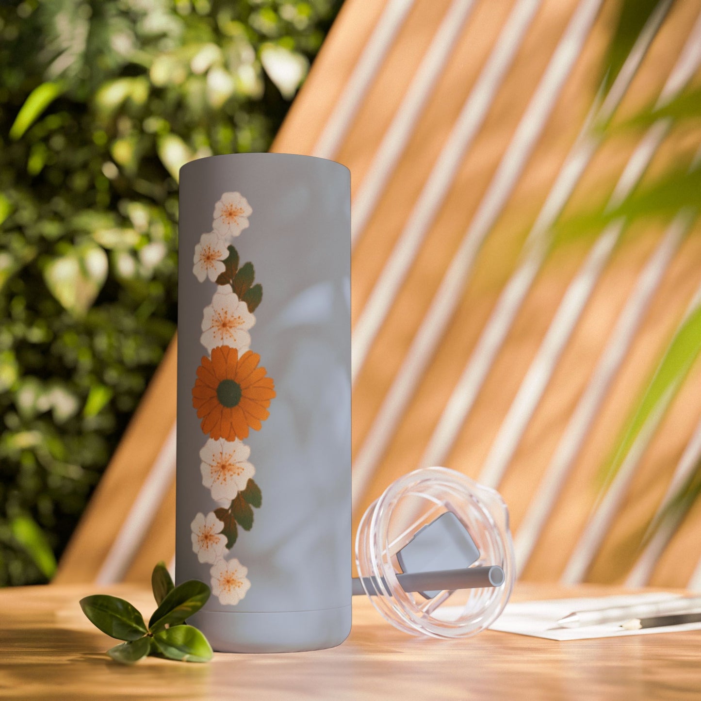 Pink Flora  Skinny Matte Tumbler