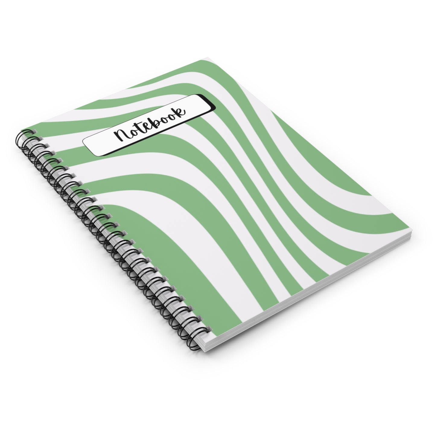 Green Abstract Swirl Spiral Notebook — 'Notebook' Ruled Journal for School & Notes