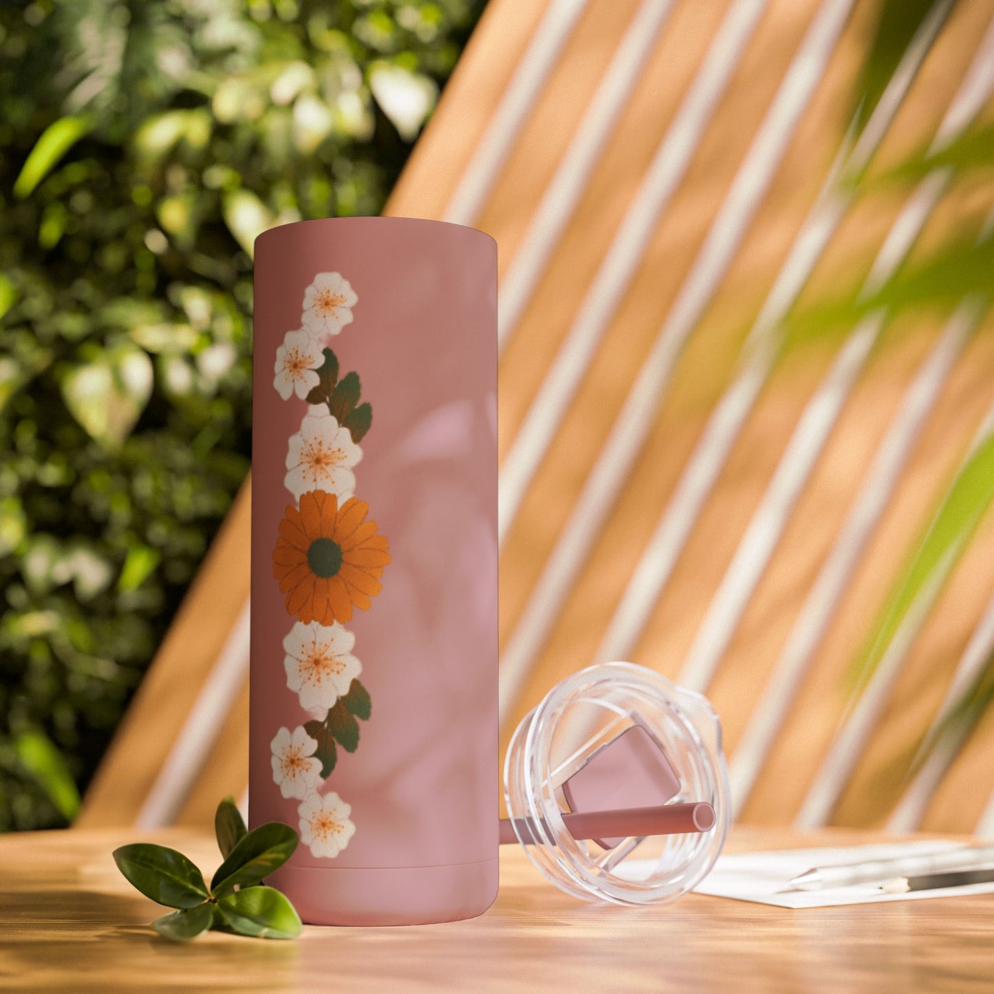 Pink Flora  Skinny Matte Tumbler