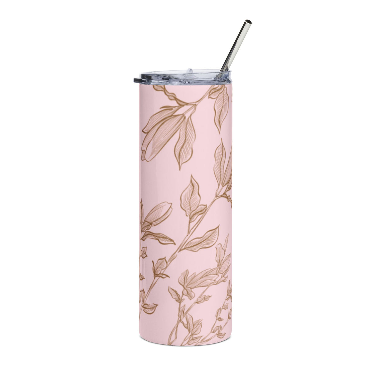 Rose Gold Floral Pink Stainless Steel Tumbler  Insulated Cup