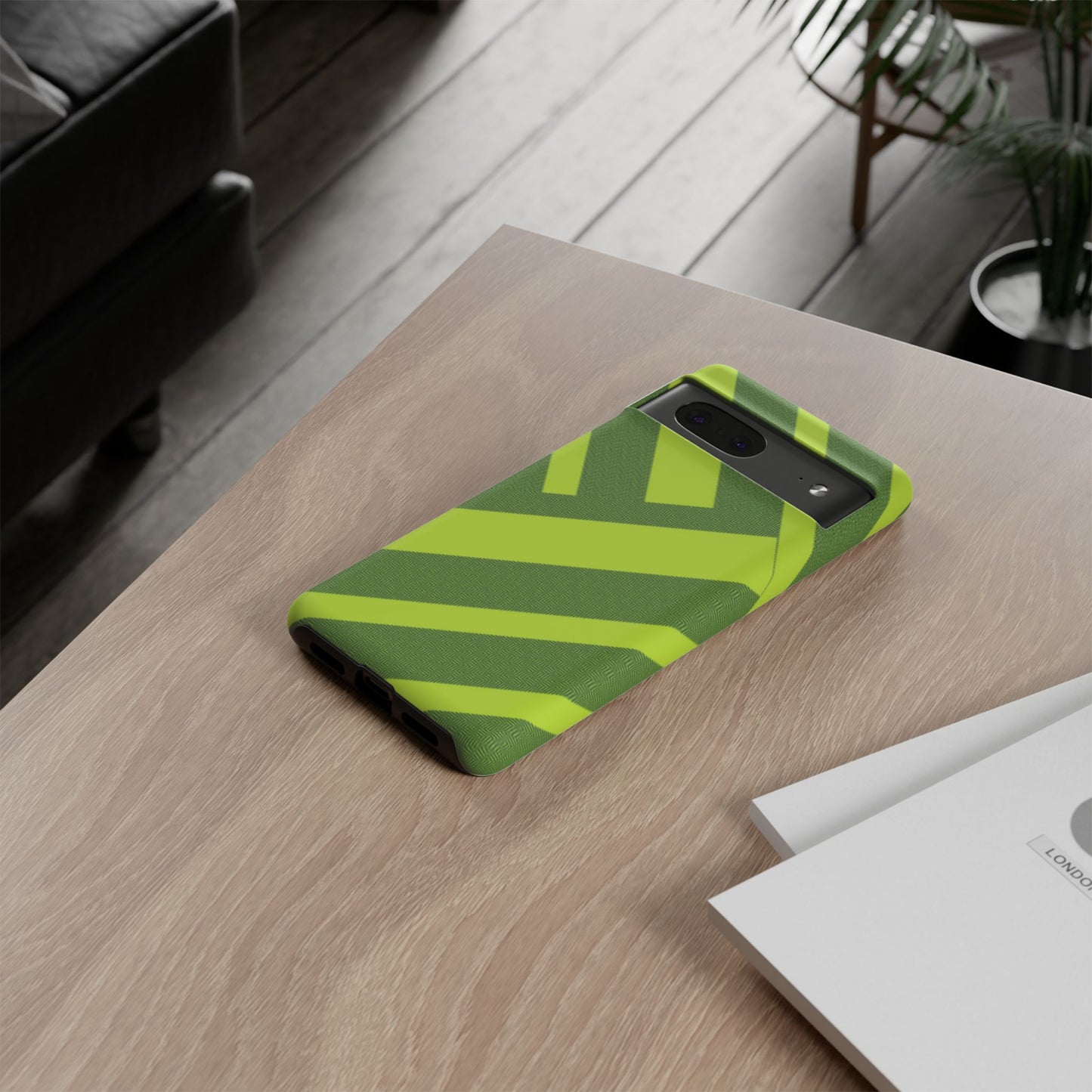 Green Diagonal Stripe Tough Phone Case