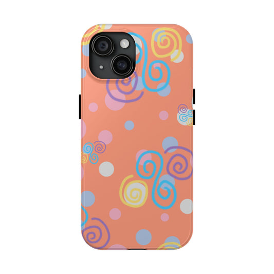 Colorful Swirl Tough Phone Case, Unique Design