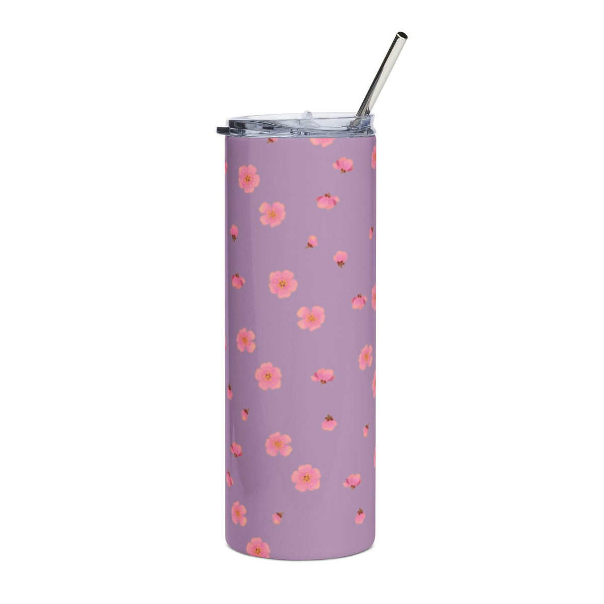 Lavender Pink Flower Stainless Steel Travel Cup