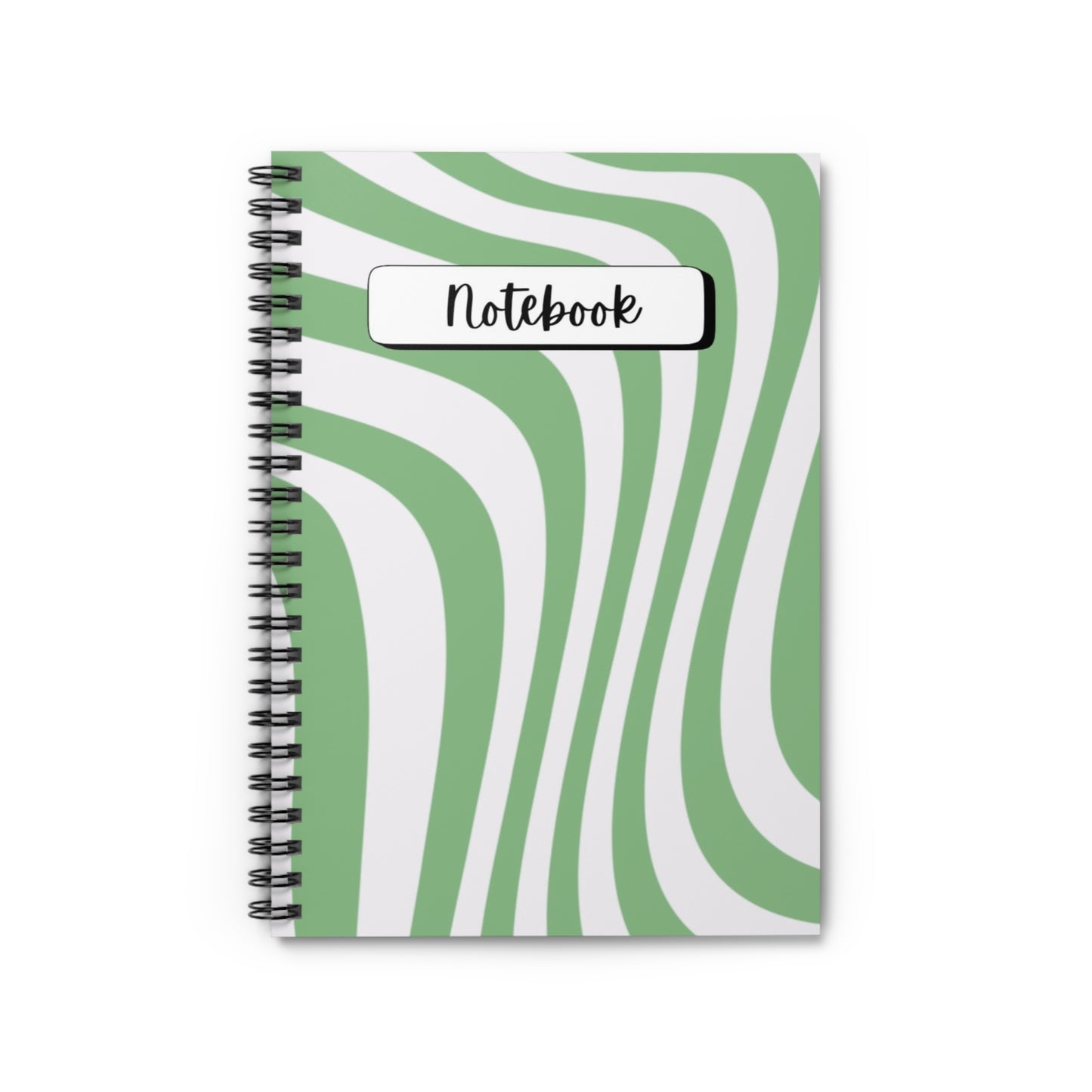 Green Abstract Swirl Spiral Notebook — 'Notebook' Ruled Journal for School & Notes