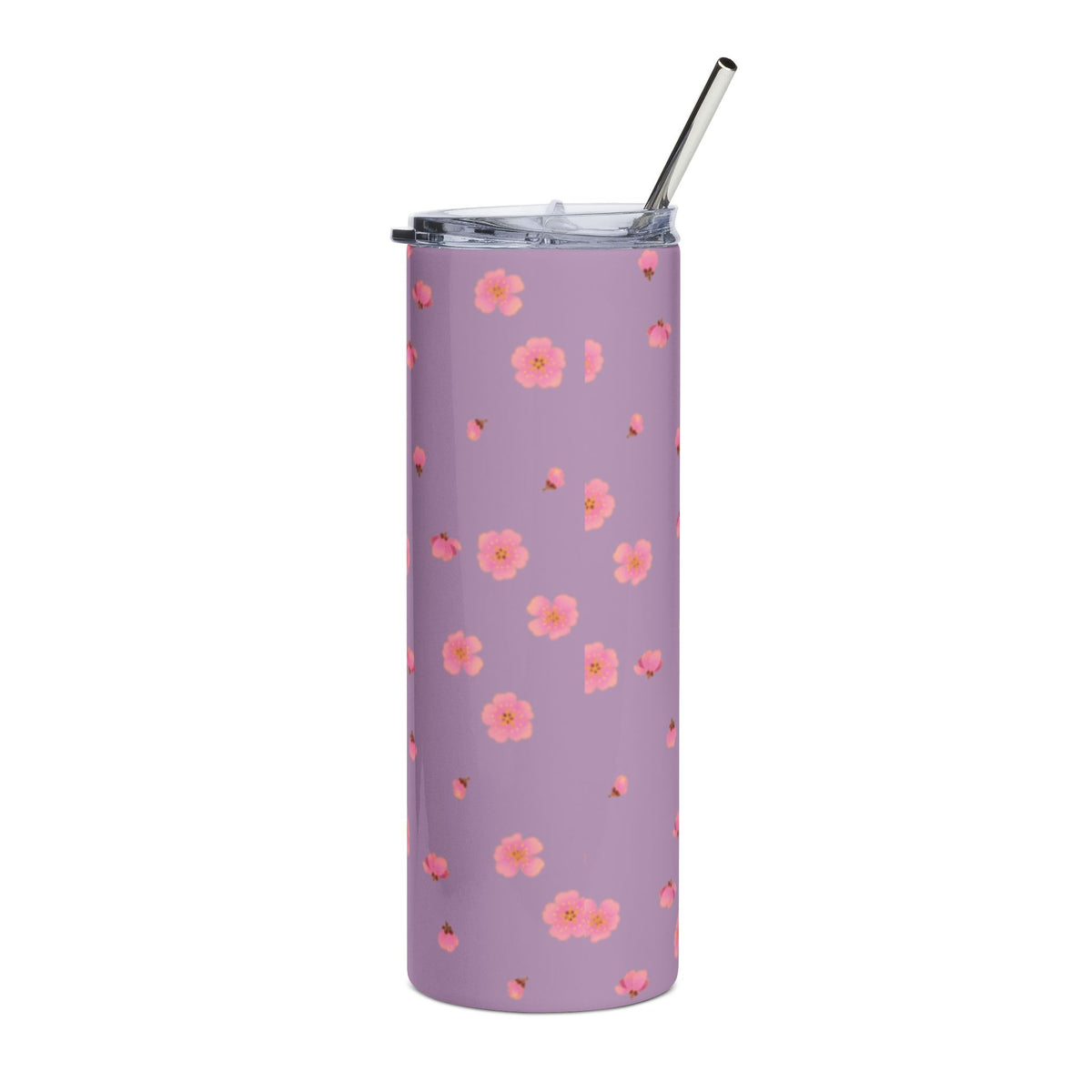 Lavender Pink Flower Stainless Steel Travel Cup