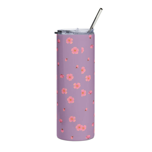 Lavender Pink Flower Stainless Steel Travel Cup