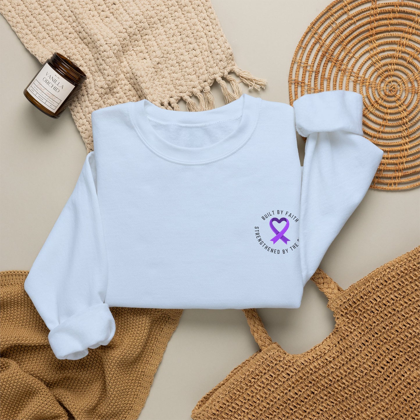 Crewneck Sweatshirt — "Built by Faith, Strengthened by the Storm"