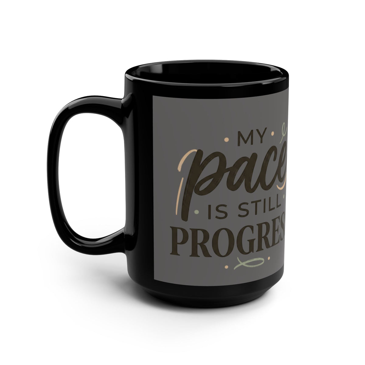 15oz Black Mug — Heart Doodle Love Design (Positive Quotes)