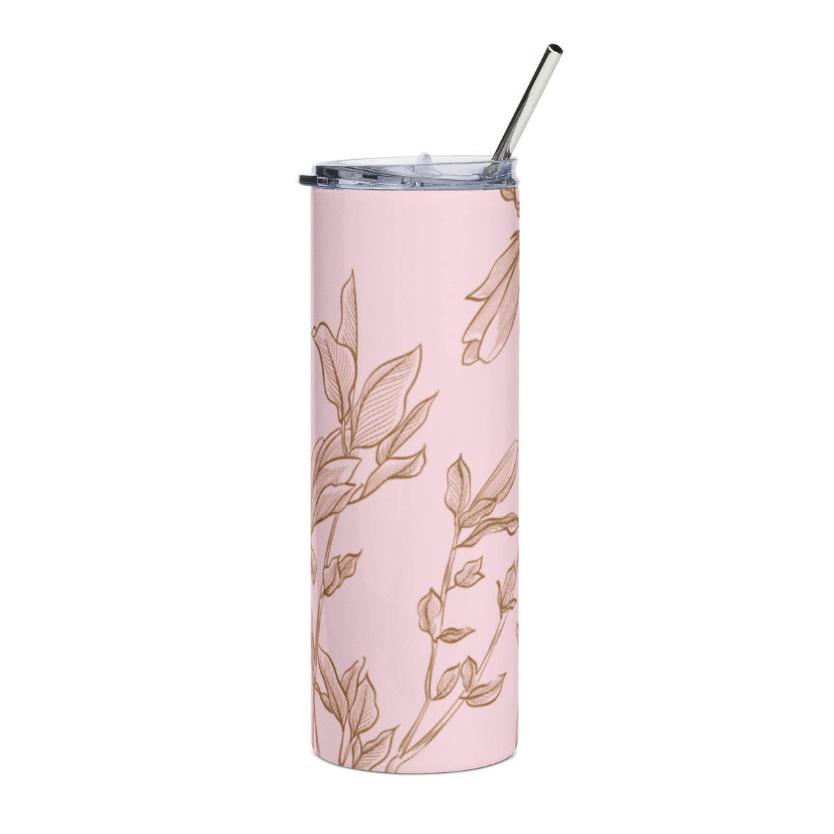 Rose Gold Floral Pink Stainless Steel Tumbler  Insulated Cup