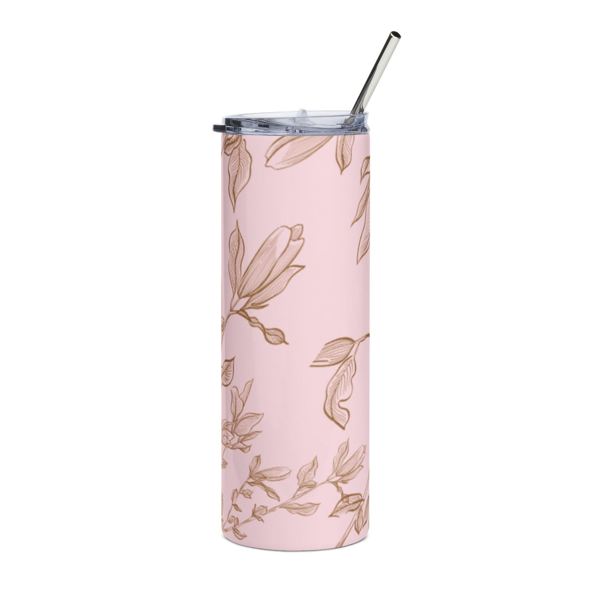 Rose Gold Floral Pink Stainless Steel Tumbler  Insulated Cup