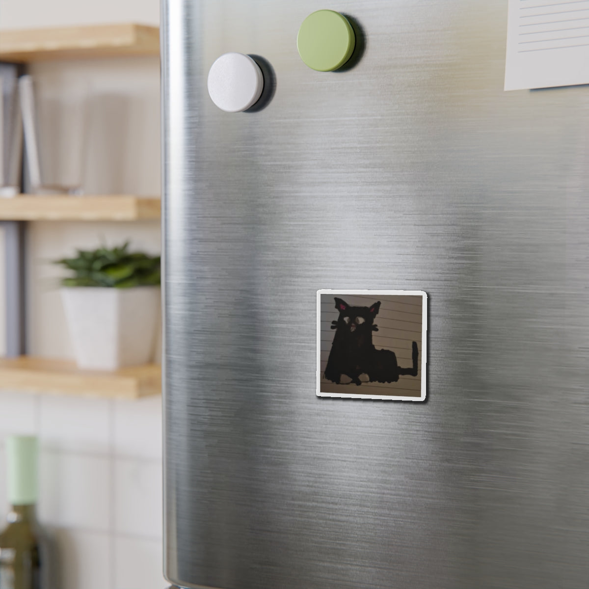 Die-Cut Cat Magnet — Cute Black Cat Refrigerator Magnet